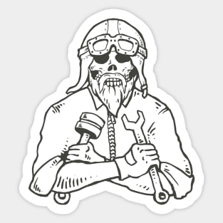 Skull Beard Mechanic Tuner Industry Tshirt Sticker